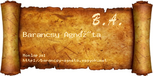 Barancsy Agnéta névjegykártya